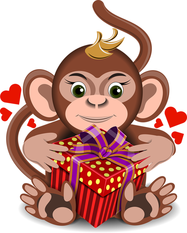 Transparent Love Monkey Paper Cartoon Food for Christmas