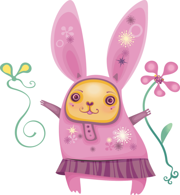 Transparent Easter Bunny Leporids Rabbit Pink for Easter