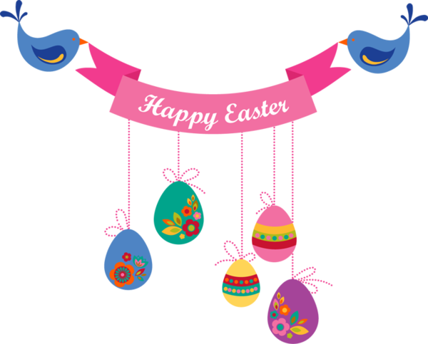 Transparent Easter Bunny Easter Banner Text Line for Easter