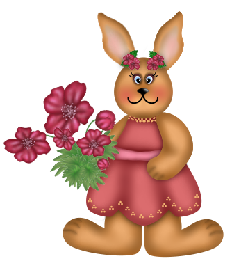 Transparent Easter Bunny Drawing Rabbit Pink Flower for Easter