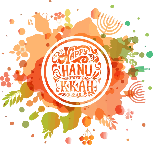 Transparent Hanukkah Orange Line Circle for Happy Hanukkah for Hanukkah