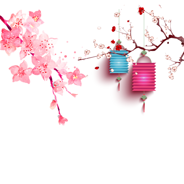 Transparent Chinese New Year New Years Day Lunar New Year Pink Flower for New Year
