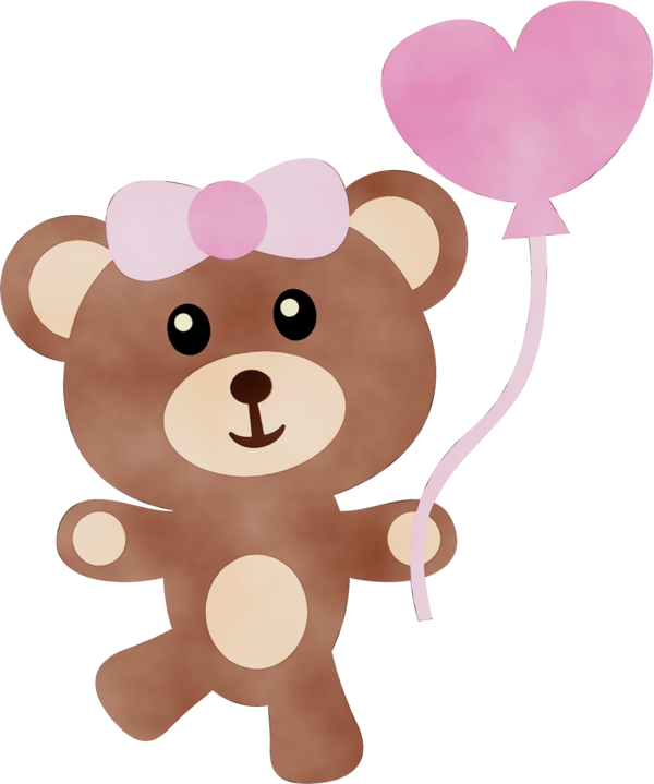 Transparent Cartoon Pink Teddy Bear for Valentines Day