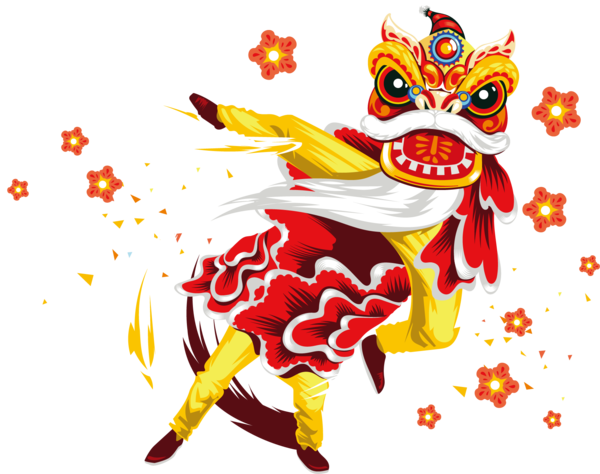 Transparent Dragon Dance Lion Dance Chinese New Year Cartoon for New Year