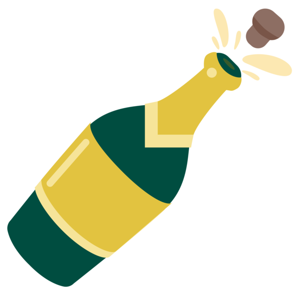 Transparent Champagne Beer Emoji Yellow for New Year