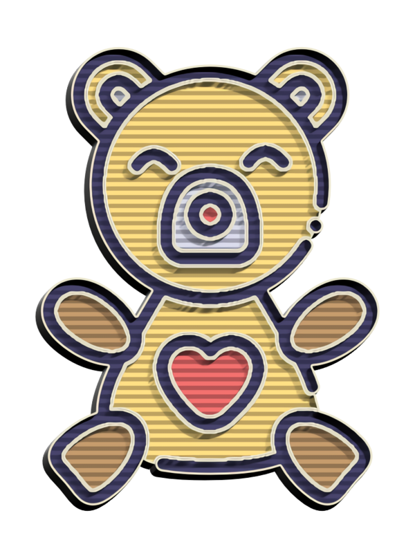 Transparent Yellow Teddy Bear Heart for Valentines Day