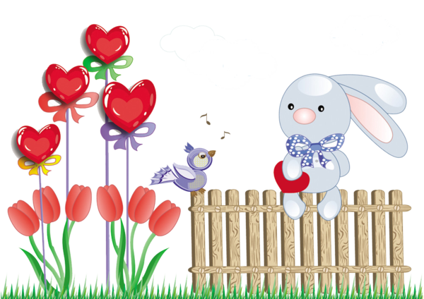 Transparent Vinegar Valentines Cartoon Rabbit Heart Flower for Valentines Day