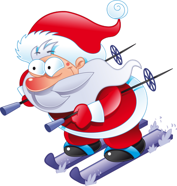 Transparent Santa Claus Skiing Christmas Cartoon for Christmas