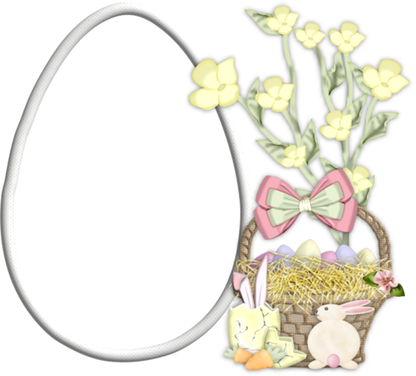 Transparent Easter Bunny Floral Design Flower Yellow for Easter