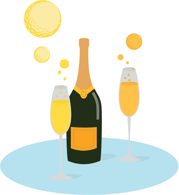 Transparent Champagne Wine Sandvig Minigolf Bottle Yellow for New Year