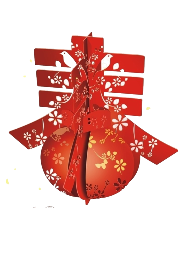 Transparent Papercutting Fu Chinese New Year Christmas Ornament Christmas Decoration for New Year