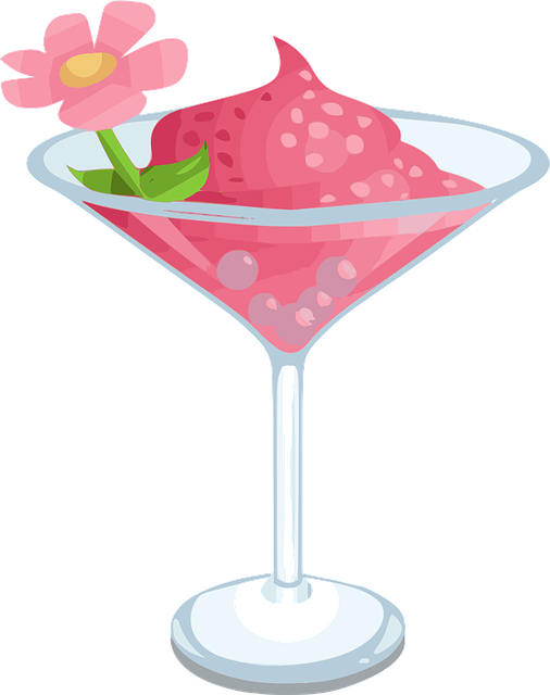 Transparent Cocktail Martini Cosmopolitan Pink Cocktail Garnish for New Year
