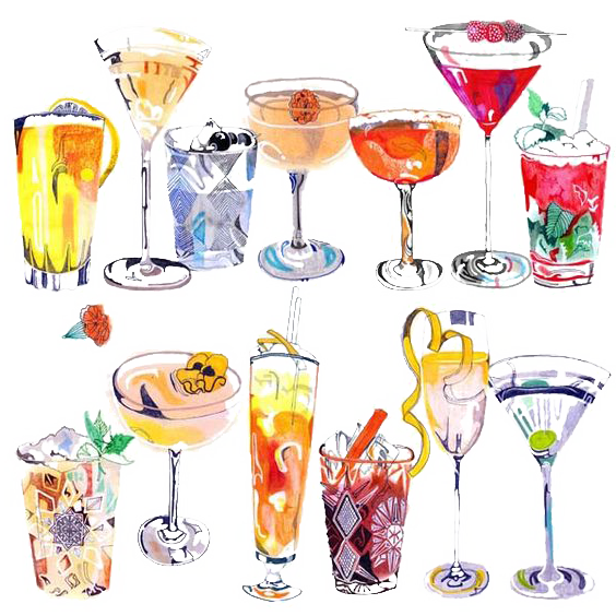 Transparent Cocktail Drawing Drink Non Alcoholic Beverage Champagne Stemware for New Year