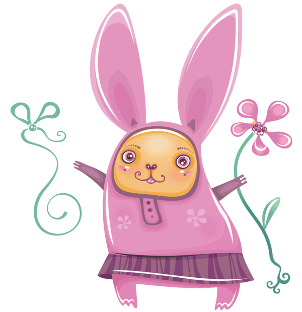 Transparent Rabbit Hare Easter Bunny Cartoon Pink for Easter