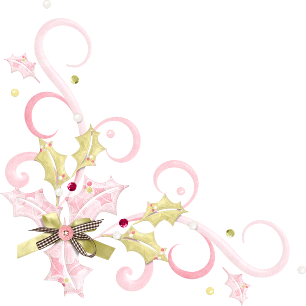 Transparent Floral Design Borders And Frames Christmas Day Flower Pink for Christmas