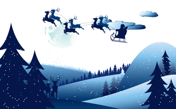 Transparent Santa Claus Reindeer Deer Blue Sky for Christmas