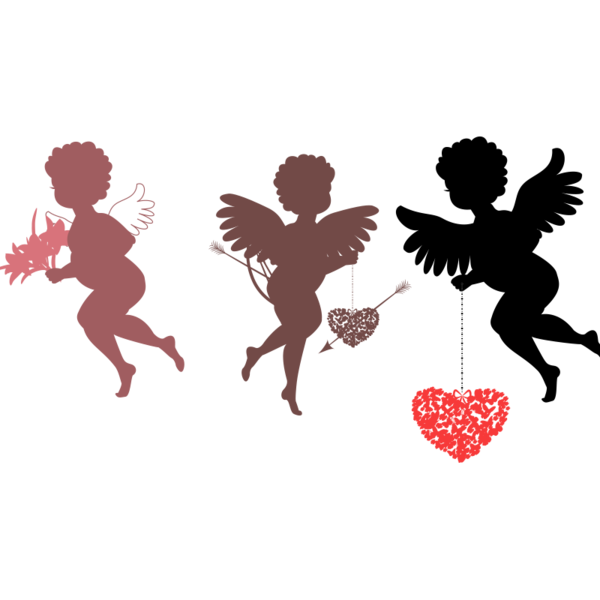 Transparent Cupid Qixi Festival Valentines Day Heart Silhouette for Valentines Day