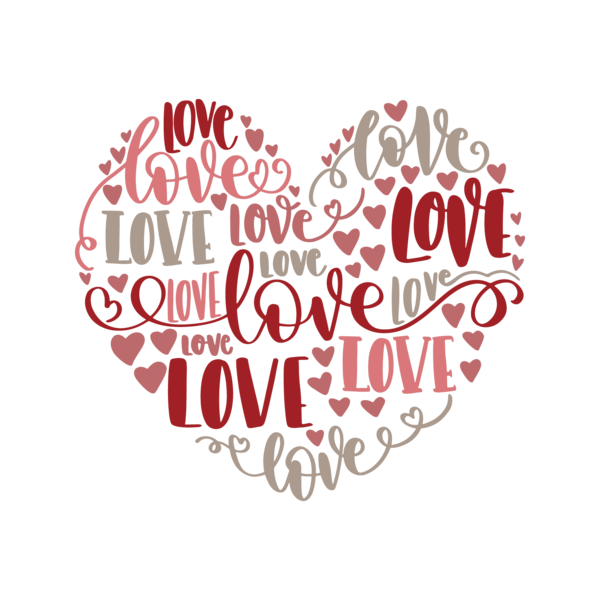 Transparent Logo Heart Calligraphy Text for Valentines Day