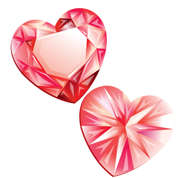 Transparent Diamond Gemstone Raster Graphics Pink Heart for Valentines Day