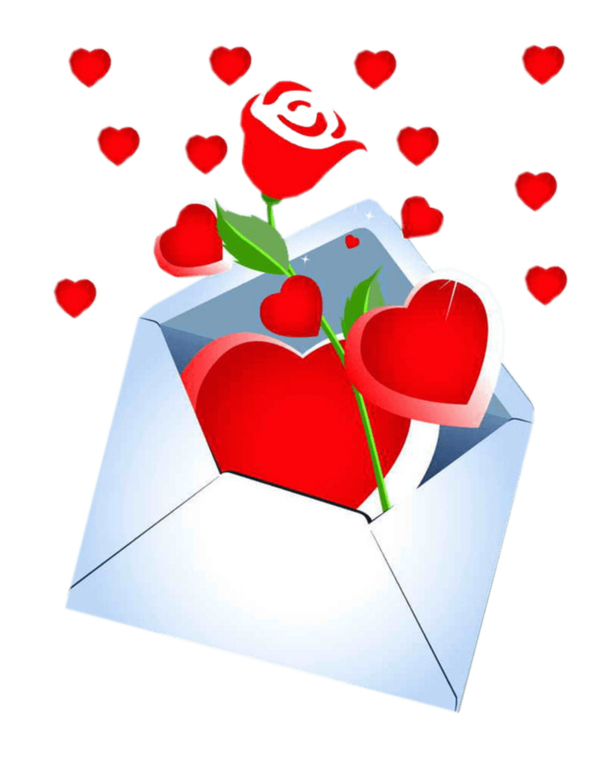 Transparent Love Letter Love Romance Red Heart for Valentines Day