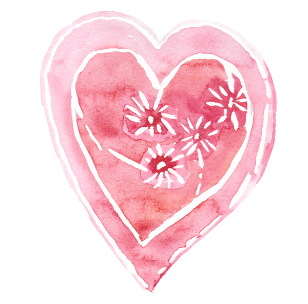 Transparent Heart Valentines Day Watercolor Painting Pink for Valentines Day