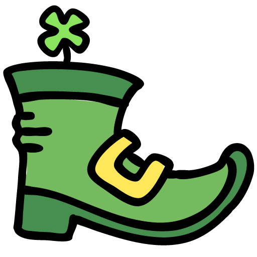 Transparent Leprechaun Ireland Fourleaf Clover Green Shoe for St Patricks Day