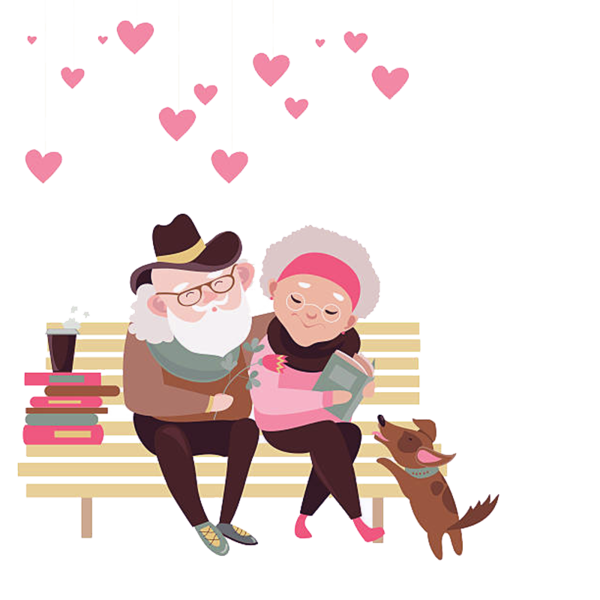 Transparent Valentines Day Love Old Age Cartoon Pink for Valentines Day