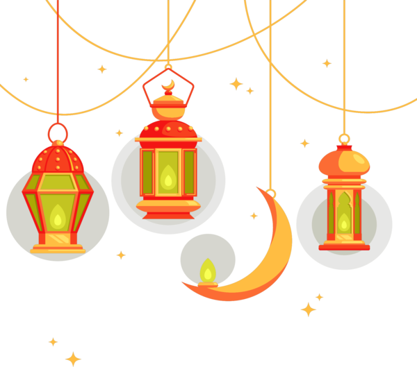 Transparent Ramadan Eid Alfitr Eid Mubarak Orange Christmas Ornament for Ramadan