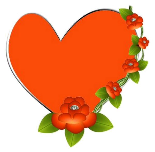 Transparent Heart Heart Art Orange Flower for Valentines Day