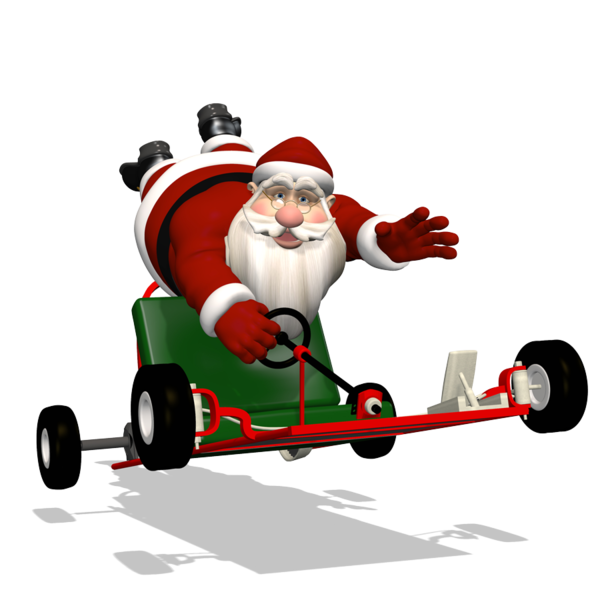Transparent Gokart Kart Racing Christmas Santa Claus Cartoon for Christmas