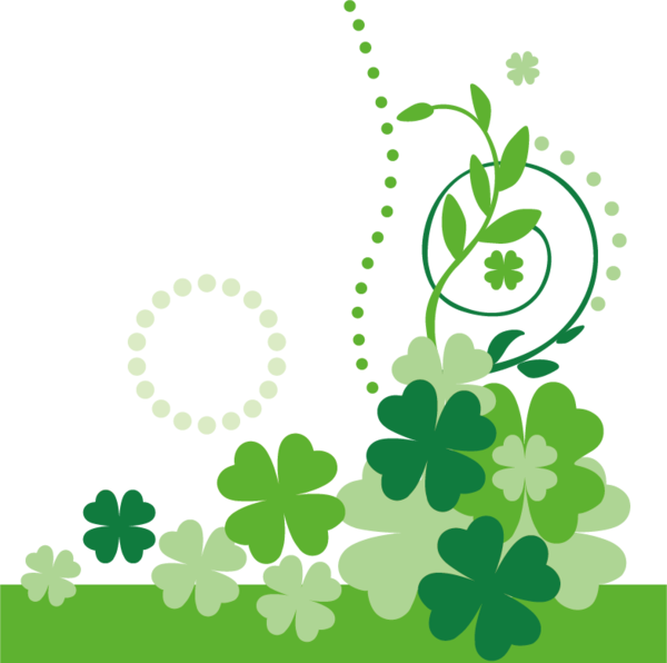 Transparent Floral Design Motif Leaf Point Petal for St Patricks Day
