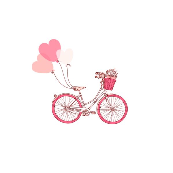 Transparent Bicycle Pink Poster Heart for Valentines Day