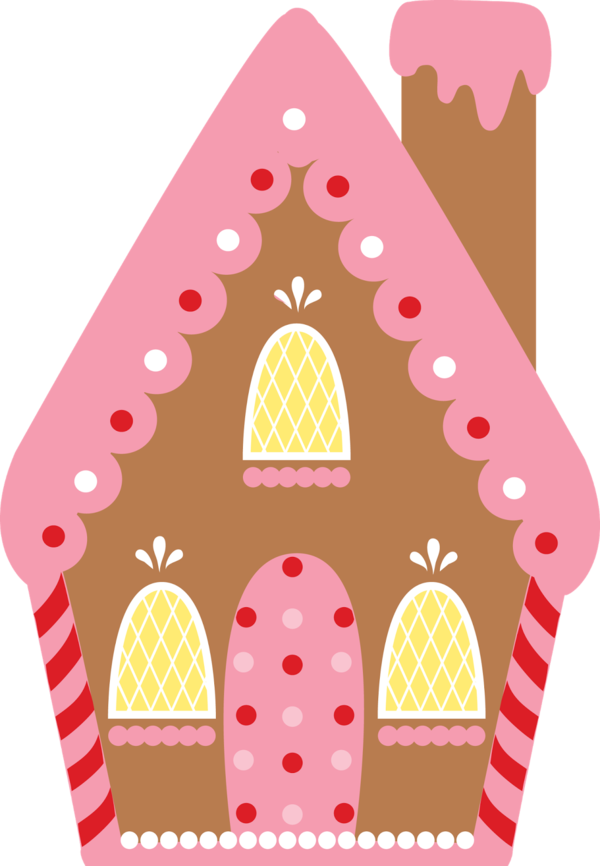 Transparent Gingerbread House Candy Cane Gingerbread Pink Food for Christmas