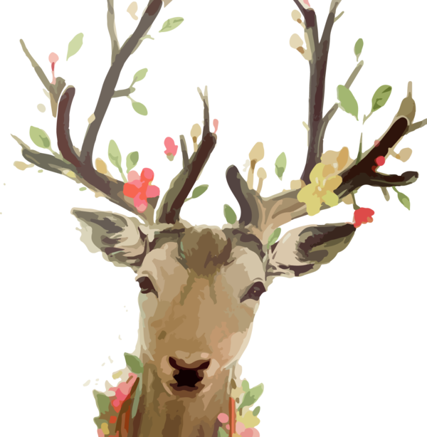 Transparent Deer Painting Oil Painting Wildlife Tree for Christmas