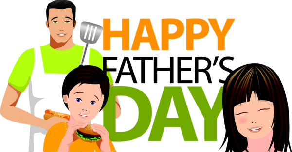 Transparent Father's Day Cartoon Text Line for Happy Father's Day for Fathers Day