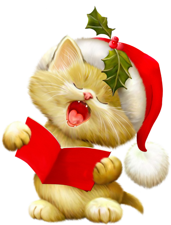 Transparent Cat Santa Claus Kitten Chicken Rooster for Christmas