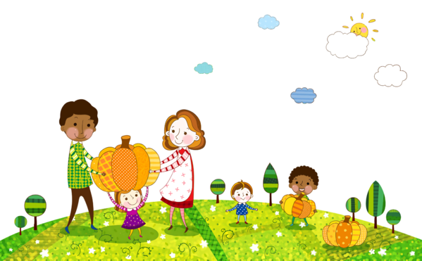 Transparent Thanksgiving People in nature Playing with kids Child for Thanksgiving Pumpkin for Thanksgiving
