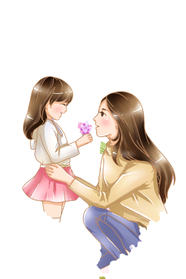 Transparent Mother's Day Cartoon Mother Child for Happy Mother's Day for Mothers Day