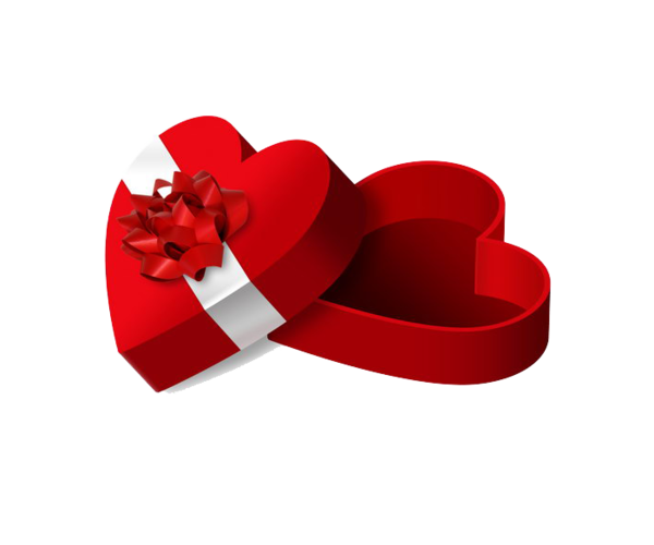 Transparent Gift Love Heart Red for Valentines Day