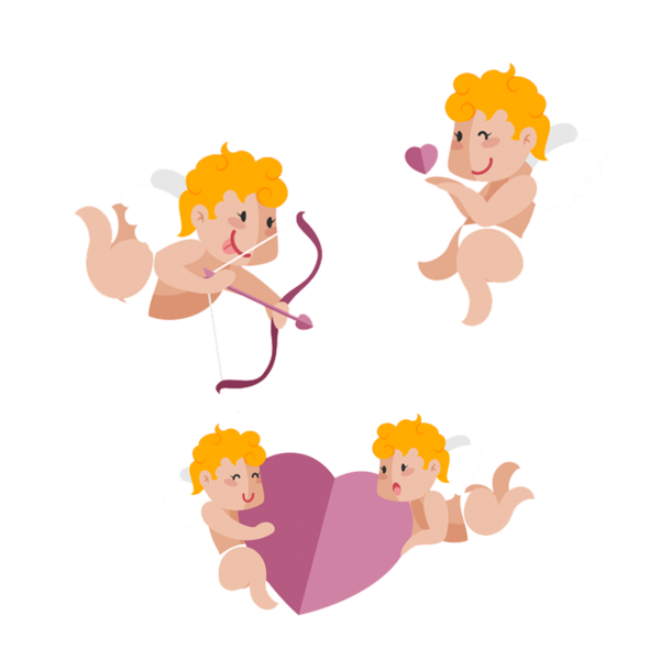 Transparent Cupid Love Cartoon Heart Child for Valentines Day
