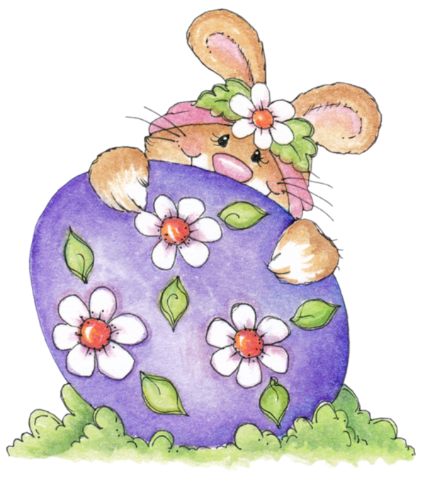 Transparent Easter Bunny Easter Egg Easter Flower Violet for Easter