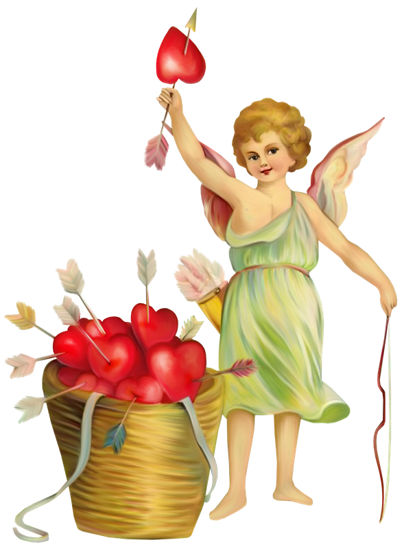 Transparent Victorian Era Vinegar Valentines Cupid Fruit Angel for Valentines Day