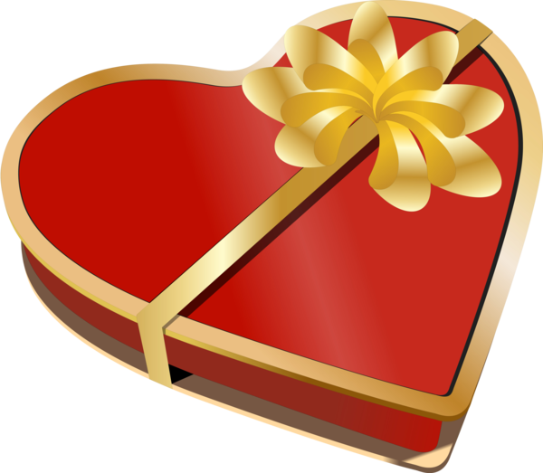Transparent Gift Christmas Flat Design Box Heart for Valentines Day
