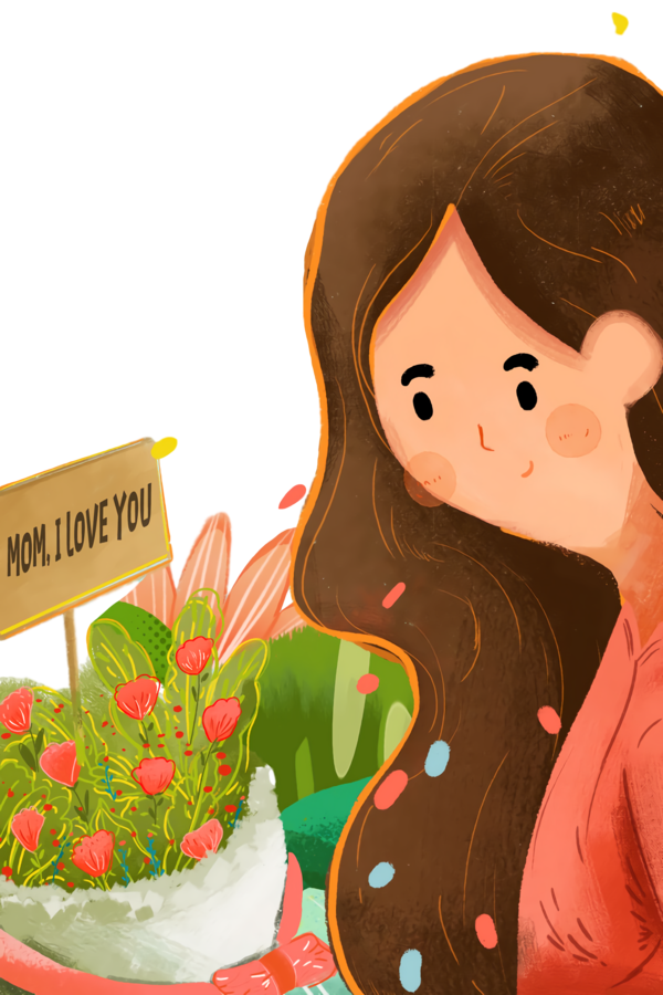 Transparent Mother's Day Cartoon Plant Happy for Happy Mother's Day for Mothers Day