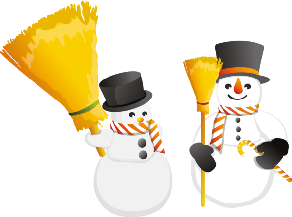 Transparent Snowman Broom Winter Recreation for Christmas