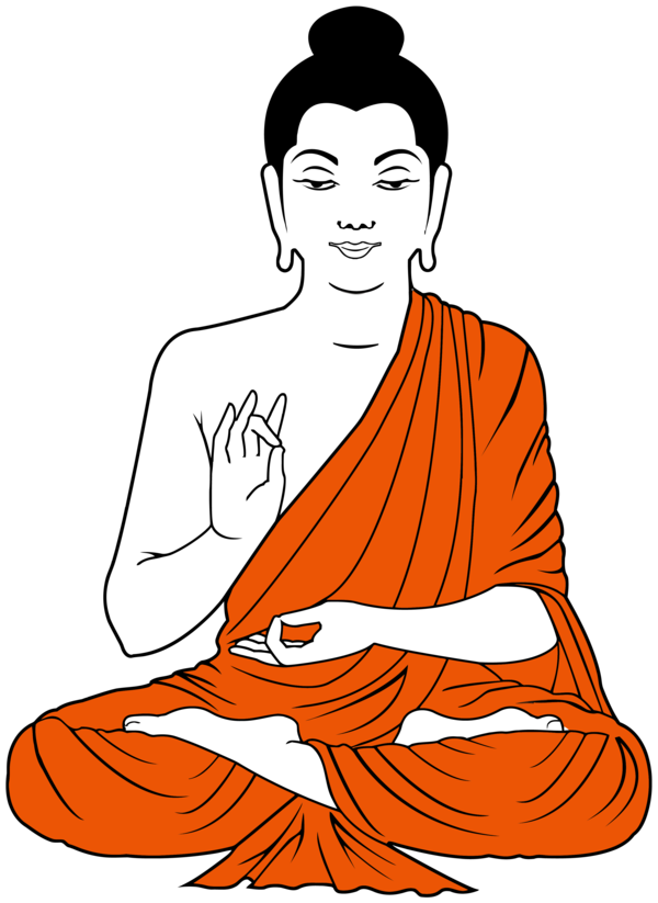 Transparent Bodhi Day Orange Line art Sitting for Bodhi for Bodhi Day