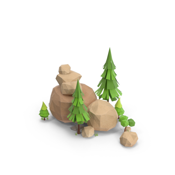 Transparent Low Poly Polygon Tree Plant for Christmas