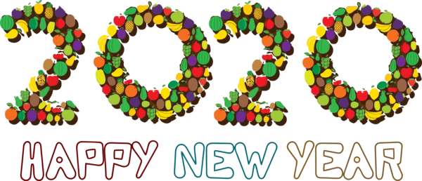 Transparent New Year Font for Happy New Year 2020 for New Year