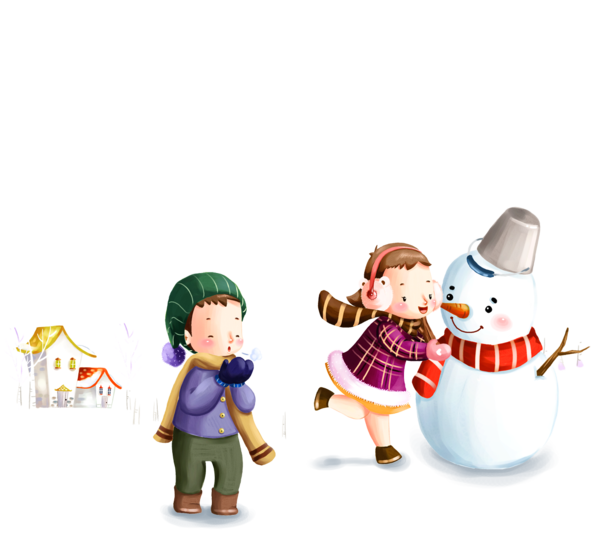 Transparent Snow Snowman Child Holiday Play for Christmas