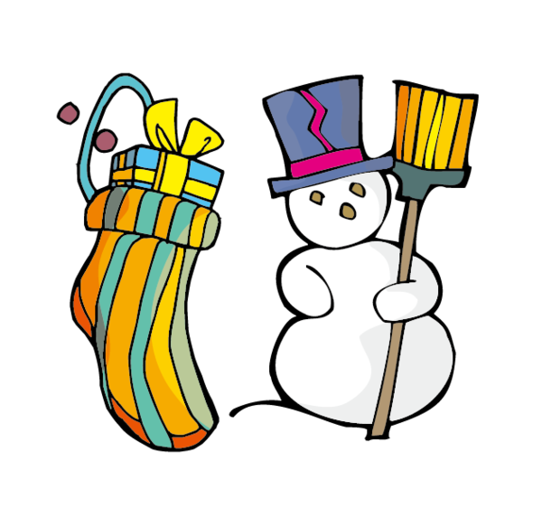 Transparent Snowman Cartoon Broom Area Material for Christmas